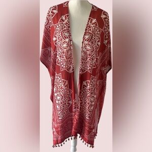 Red Patterned Women's Cardigan